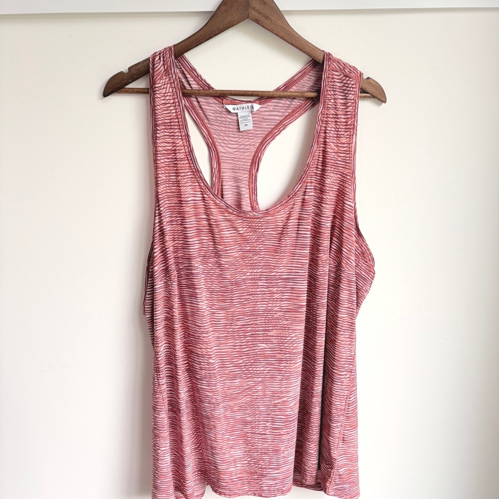 Athleta Racerback Tank Top 3X Active Pink Orange Striped‎ Plus Size Workout